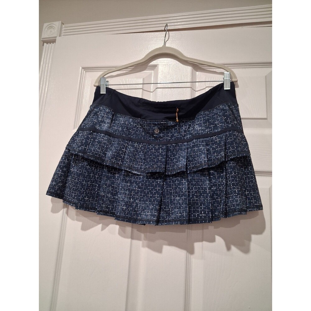 Lululemon Exploded Sashiko Cross Inkwell Pleated Pace Setter Skirt Skort 12Reg